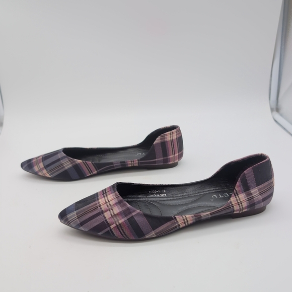 Siketu Sz 8.5 Plaid Flats - Purple Pink Black - Picture 4 of 8